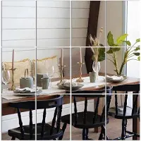 OEM 16 gels miroir mural - 35 x 28 cm - miroir autocollant - pleine longueur - décoration polyvalente - salle de bain - chambre - salon - home gym