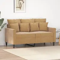 Prolenta Canapé exclusif, 2 places, couleur marron, 120 cm, en velours