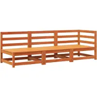 Syfax Canapé de jardin 3 places cire marron bois de pin massif