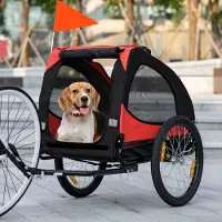 SUGIFT Remorque pour chien, remorque pliable pour vélo, poussette pour chien, tissu Oxford, acier, rouge | 140 x 71 x 83 cm | jusqu'à 20 kg | filet, réflecteur