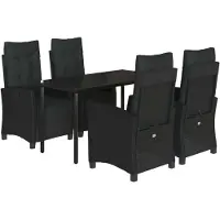 Syfax Ensemble à manger de jardin coussins 5pcs Noir Résine tressée