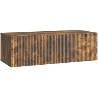Syfax Meuble TV mural Chêne fumé 98 x 41 x 30 cm Bois d'ingénierie