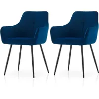 CLIPOP Lot de 2 chaises de cuisine en tissu velours,chaise rembourrée épaisse,bleu
