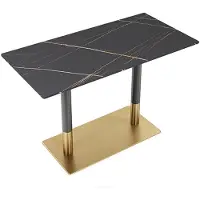 360Home Mobilier de restauration Table de salle à manger Table de cuisine pour salle à manger Salon Table Table de bistrot Pierre frittée noir-or1 120*60*75CM