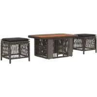 Syfax Ensemble de salle à manger pour jardin 3 pcs Gris et Gris foncé