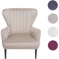 Mendler Fauteuil Lounge HWC-K37, Fauteuil Cocktail Fauteuil rembourré, velours taupe