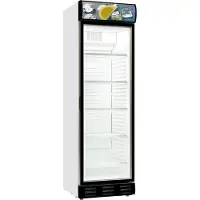 CombiSteel Réfrigérateur commercial à boissons avec présentoir publicitaire - 1 porte vitrée, verrouillable, blanc