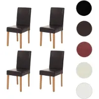 Mendler Lot de 4 chaises de séjour Littau simili-cuir, marron, pieds clairs