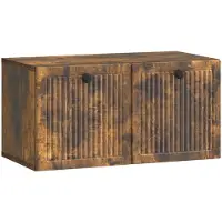 Syfax Meuble TV mural Chêne fumé 59,5 x 31 x 30 cm Bois d'ingénierie