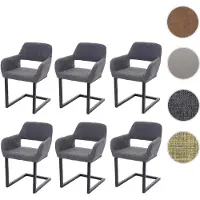 Mendler 6x Chaise De Salle À Manger Hwc-A50 Ii, Rétro Tissu, Gris