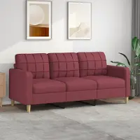 Prolenta Maison Exclusive - Canapé 3 places bordeaux 180 cm en tissu