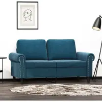 Prolenta Canapé exclusif, 2 places, bleu, 120 cm, en velours