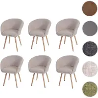 Mendler 6x chaise de salle à manger Malmö T633, fauteuil, design rétro des années 50 tissu, crème/gris