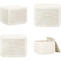 vidaXL Table de jardin blanche 53 x 53 x 40 cm en plastique - Table - Tables - Table de jardin - Tables de jardin