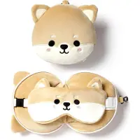 Relaxeazzz peluche chien Shiba Inu oreiller de voyage & masque de sommeil