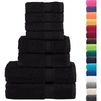 vidaXL Ensemble de serviettes de qualité supérieure SOLUND 8 pcs noir