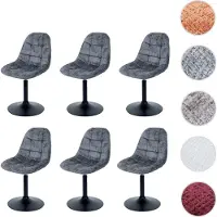 Mendler Lot de 6 chaises de salle à manger HWC-A60, chaise de cuisine chaise pivotante, acier MVG tissu/textile chenille (465g/m²) gris foncé