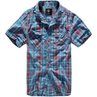 Brandit Chemise 'Roadstar' bleu fumé / rouge feu / blanc