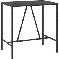 Syfax Table de bar et dessus en verre noir 110x70x110 cm poly rotin