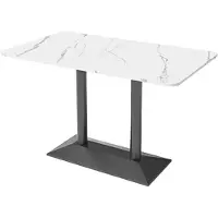 360Home Mobilier de restauration : table de salle à manger, table de cuisine, table de salon, table de bistrot, en pierre frittée blanche et noire, 120 x 60 x 75 cm 【YB-CB97】