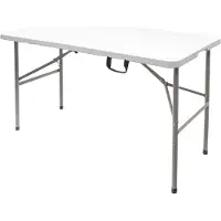Saturnia Table pliante multifonctionnelle rectangulaire en PEHD, portable, résistante, polyvalente, 122 x 61 x 74 cm. Couleur blanche