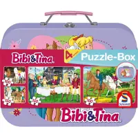 Schmidt Boîte de puzzles Bibi & Tina dans un coffret métallique (2 x 100 pièces, 2 x 150 pièces)