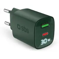 SBS Chargeur mural LCD USB‑C 30W + USB‑A 18W