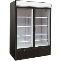 CombiSteel Congélateur à 2 portes vitrées – 1079 L, noir, LED