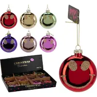 Nobrand Boule de Noël Smiley 8,8 cm, présentoir de 12 pièces