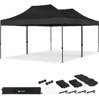 Vonroc Tente de réception 6x4,5 m noire – 2 tonnelles pliantes avec kit de connexion, étanche 3000 mm & UV 50+ |