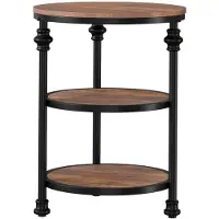 StarTech.com Table d'appoint ronde - Table de chevet/table d'appoint - 3 niveaux - Structure métallique - Bois - Pour les petits espaces - Marron