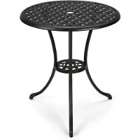 StarTech.com Table de jardin - Table de bistrot ronde - 60 cm de diamètre - Aluminium - Trou pour parasol - Aspect vieilli - Noir