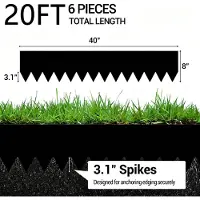 StarTech.com Bordure de jardin en métal - Bordure de pelouse / bordure de massif - Segment de 20 cm - 6 pièces - Acier galvanisé avec piquets de fixation pour le sol de 6,3/7,9 cm - Noir