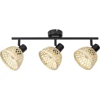 Rabalux 3135 Spot de plafond 3 spots en rotin, E14, noir, rond, style industriel, ø135 mm