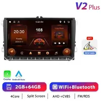 StarTech.com Pour VW Golf, Passat, Jetta - Autoradio Android 2-DIN 22,9 cm - CarPlay - 2 Go + 64 Go - Android 13 - Navigation GPS - Écran tactile - 1024×600