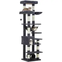 StarTech.com Arbre à chat - Tour - 5 niveaux et plus - Très stable pour les grands chats - Poteaux à griffer - Hamac - Balles - Gris foncé