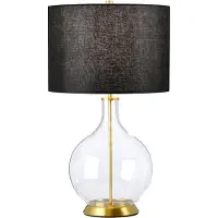 Elstead Lighting Lampe de table avec abat-jour Orb noir et or, 1xE27x60W, verre, dimensions : 67x36x36 cm, IP20, Elstead