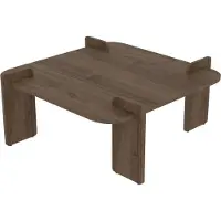 Hannah Home Table basse en bois "Woog" 90 x 90 x 35 cm - Noyer