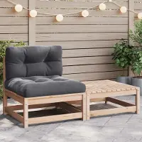 Prolenta Ensemble de salon de jardin exclusif, composé de 2 pièces, avec coussins, en bois massif de pin