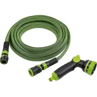 Famanu Tuyau d'arrosage flexible de 15 mètres - avec pomme d'arrosage multifonctionnelle - Tuyau d'arrosage durable et extensible