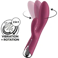 Satisfyer Spinning Rabbit 1 Rotating Shaft vibromasseur muni d’un stimulateur clitoridien rotatif Red 20 cm