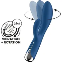 Satisfyer - vibromasseur rabbit rotation clitoridienne - bleu