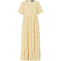 Pieces Evie Ankle Short Sleeve Long Dress Jaune XS Femme