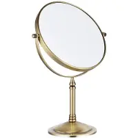 Markenlos Miroir de table avec grossissement 10x, couleur dorée, pivotant à 360°, miroir cosmétique double face pour le maquillage et le rasage, idéal comme cadeau – diamètre 20 cm