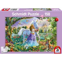 Schmidt Jeux Jeux Puzzle Princesse avec licorne et château, 150 pièces