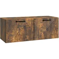 Syfax Meuble TV mural Chêne fumé 78,5 x 31 x 30 cm Bois d'ingénierie