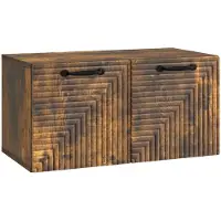 Syfax Meuble TV mural Chêne fumé 59,5 x 31 x 30 cm Bois d'ingénierie