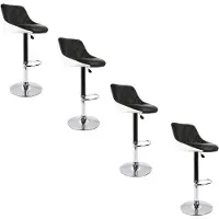 Supfine Tabouret de bar, lot de 4 Chaise de bar pivotante Tabouret de cuisine en similicuir Réglable en hauteur Noir et blanc