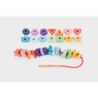 TickiT , formes en bois colorées à lacer, pour enfants de 1,5 à 10 ans, en bois, multicolore