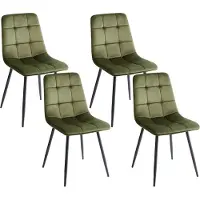Beliani Ensemble de 4 chaises de salle à manger velours vert olive pieds en fer style moderne salle à manger cuisine